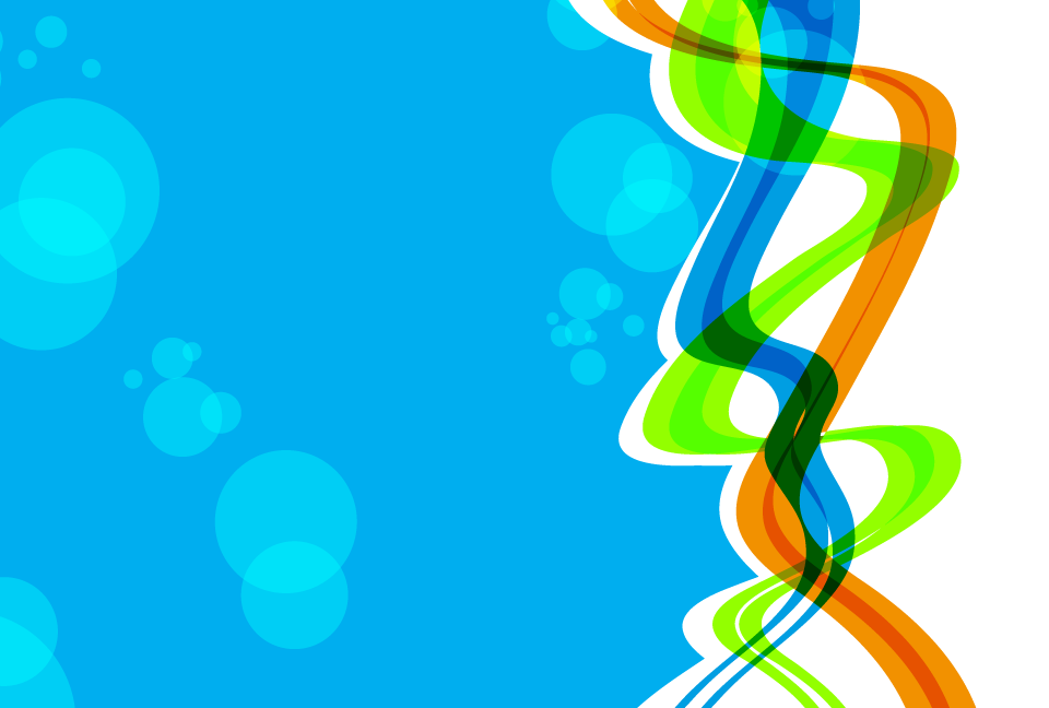 オレンジ・緑・青の曲線の水色の背景素材