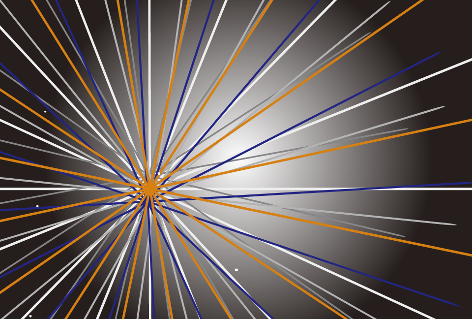 白とオレンジと青の放射状の線の背景素材
