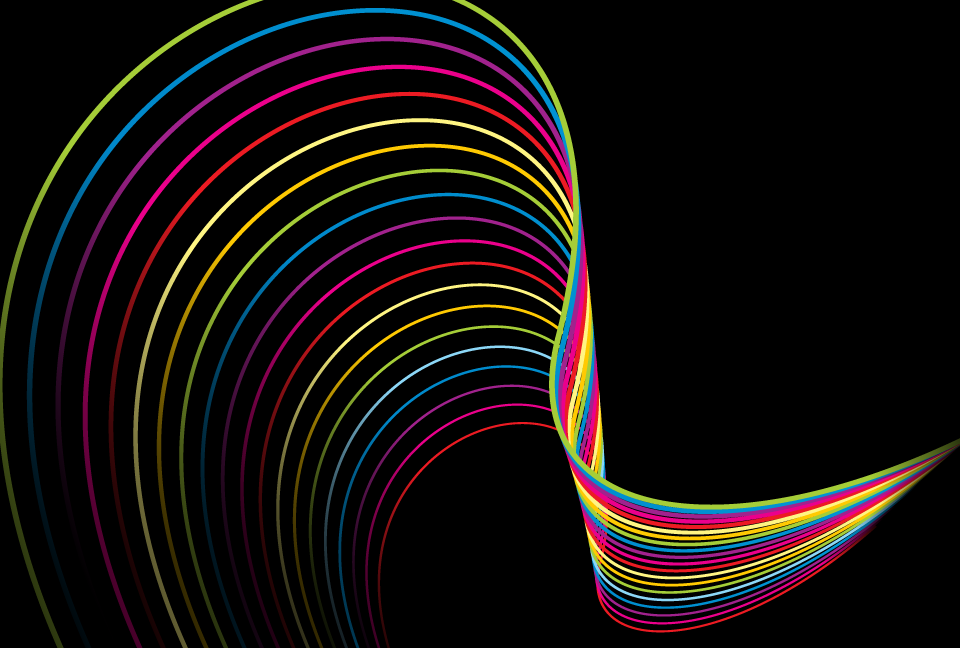虹色の線を立体的に描いた背景素材