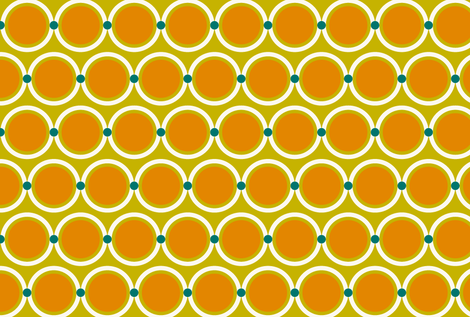 オレンジの円を並べた幾何学模様の背景素材