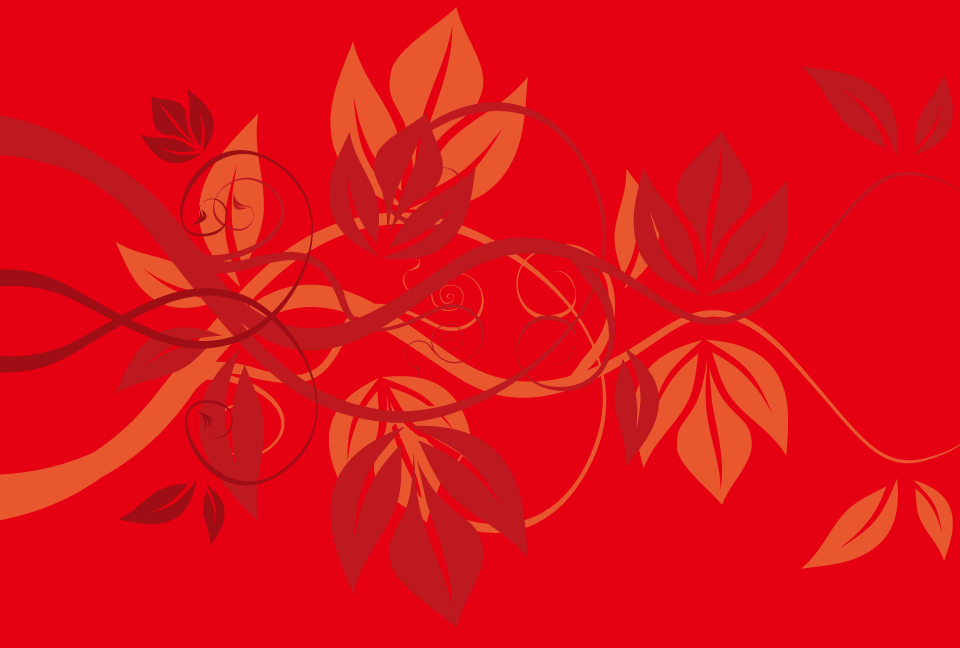 花柄のシルエットの赤色の背景素材