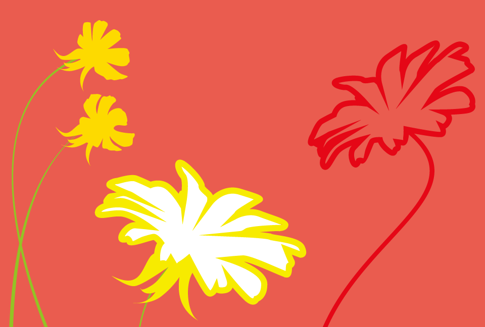 花のシルエットのサーモンピンクの背景素材