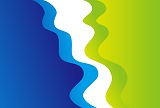 波のようなイメージで分割されている青色と黄緑色の背景素材