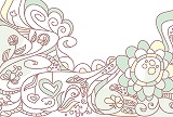 線画の花の白色の背景素材