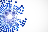 青色の円が放射状に広がる白色の背景素材