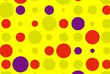 赤・紫の円を適当に並べた黄色の背景素材