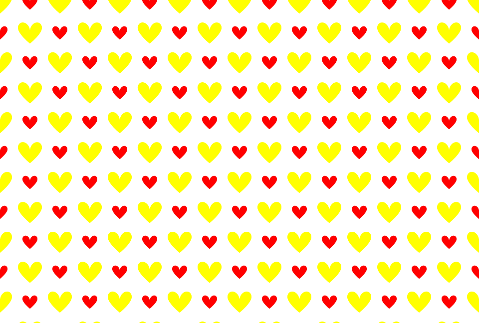 赤と黄色のハートの繰返しパターンの背景素材 Ai Epsのイラレ イラストレーターのベクター背景素材集が全て無料で商用ok